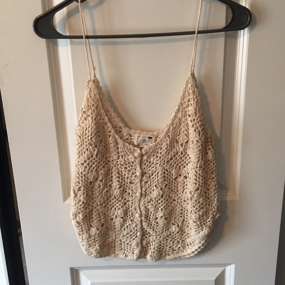 Cream colored crochet tank